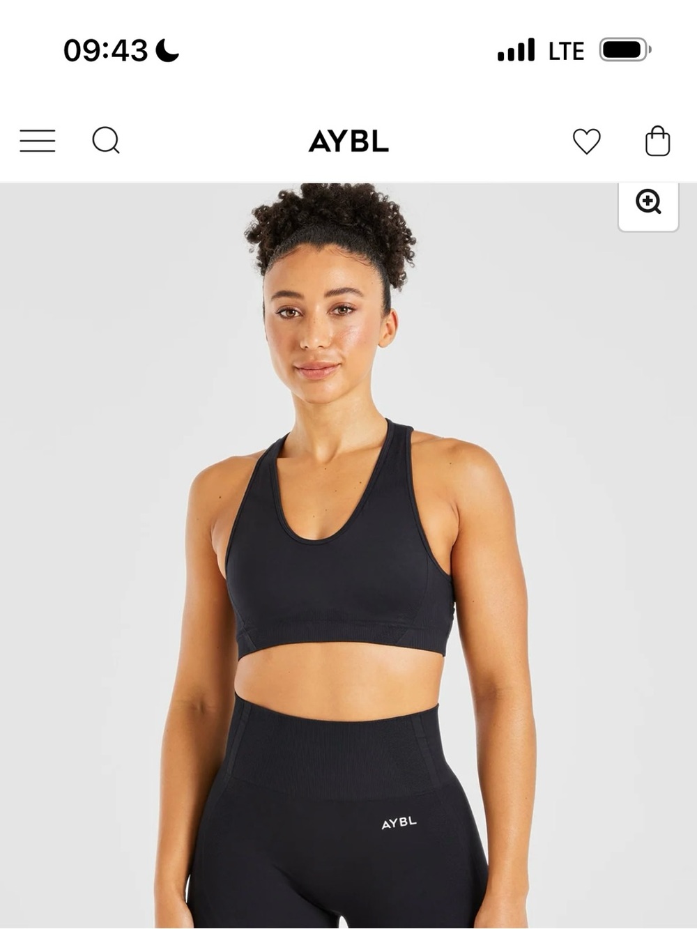 AYBL Black Racerback Sports Bra with Scoop Neck